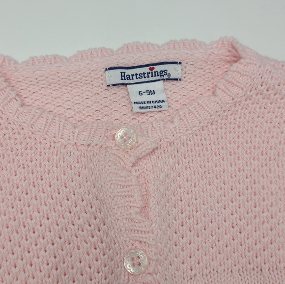 Hartstrings baby girl pink lamb cardigan sweater size 6-9 months - Picture 3 of 5
